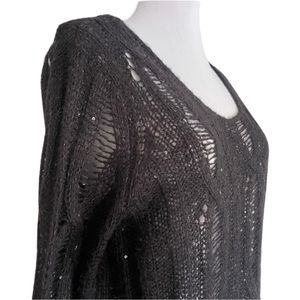 JENNIFER LOPEZ || Black Knit Sparkle Sweater || size Large